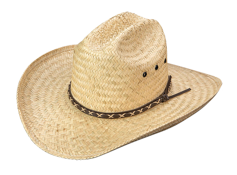 Round Up Kids Natural Straw Cattleman Cowboy Hat - Kids Summer Clearance